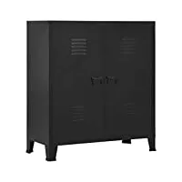 vidaxl classeur industriel armoire de bureau meuble de rangement de fichiers armoire de classement avec 2 etagères réglables noir 90x40x100 cm acier