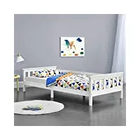 [en.casa] lit d'enfant design cadre stylé structure solide capacité de charge 100 kg bois de pin contreplaqué 200 x 90 cm blanc mat laqué