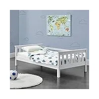 [en.casa] lit d'enfant design cadre stylé structure solide capacité de charge 50 kg bois de pin contreplaqué 140 x 70 cm blanc mat laqué