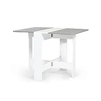 idmarket - table console pliable edi 2-4 personnes blanche plateau effet béton 103 x 76 cm
