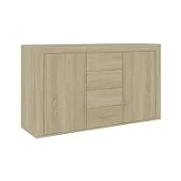 vidaxl buffet armoire latérale armoire de rangement meuble de rangement avec 2 portes et 4 tiroirs intérieur chêne sonoma 120x36x69 cm cm aggloméré