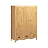 pedkit armoire de salon garde-robe à 3 portes armoire de rangement hill range marron miel 127x50x170 cm pin solide