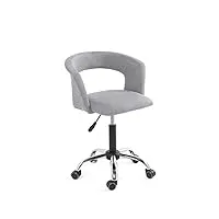 kayelles chaise fauteuil de bureau à roulettes, accoudoirs, hauteur réglable aya (gris, tissu)