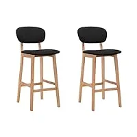 vidaxl 2x tabourets de bar chaises de comptoir chaises de bar sièges de comptoir sièges de bistro tabourets de pub maison intérieur noir tissu