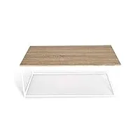idmarket - table basse detroit 113 cm design industriel bois et métal blanc