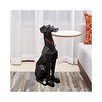 qazwsx table d'appoint en forme de doberman, statue de chien assis, dessus en résine (h), sculpture animale décorative pour (h) ome decor noir 30x28x68cm (12x11x27inch)