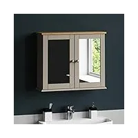 bath vida priano armoire de salle de bain avec miroir à double porte - gris