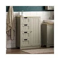 bath vida priano armoire de salle de bain à 4 tiroirs et 1 porte gris, bois, grey bathroom 4 drawer 1 door cabinet