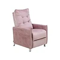 astan hogar lui ah-ar30800rs fauteuil de relaxation avec inclinaison manuelle, revêtement en velours, rose