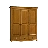 beaux meubles pas chers 38203 armoire penderie pin miel 3 portes 3, orange, 164