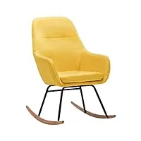 vidaxl chaise à bascule siège à bascule de salle de séjour fauteuil à bascule de salon meuble de salle de séjour intérieur maison jaune moutarde tissu