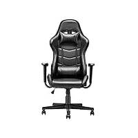 chaise gaming en cuir chaise de bureau pivotante fauteuil ergonomique avec appui-tête et oreiller lombaire, 51 x 66 x (130-137) cm (noir)