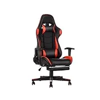 chaise gaming fauteuil de bureau ergonomique chaise pour pc gamer avec repose-pieds, appui-tête et oreiller lombaire, 51 x 66 x (130-137) cm (noir+rouge)