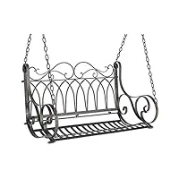 dandibo 18688 banc suspendu en métal résistant aux intempéries avec chaînes pour fauteuil suspendu 2 places marron