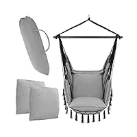 fauteuil suspendu exterieur vita5 balançoire de relaxation- solide- interieur adapté à tout décor- chaise suspendue facile à assembler-hamac chaise confortable, gris