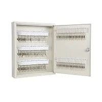 kyodoled boîte de rangement pour clés avec clé, armoire à clés, 100 clés, support mural avec serrure à clé, crochets à clés et étiquettes (blanc, 100 clés)