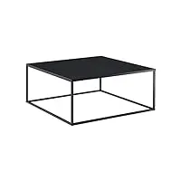 table basse carrée stylée pour salon en métal surface anti-Éraillures 38 x 85 x 85 cm noir mat