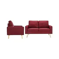 vidaxl ensemble de canapés 2 pcs meuble de salon sofa de salle de séjour canapé de salon mobilier de salon maison intérieur tissu rouge bordeaux