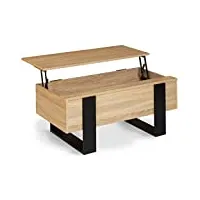 idmarket - table basse plateau relevable phoenix bois et noir