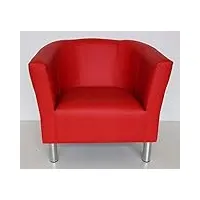 marthome fauteuil club trio, fauteuil rembourré, pouf, tabouret, fauteuil de cocktail, fauteuil en cuir synthétique pour salon, bureau, chambre, salle d'attente (rouge)