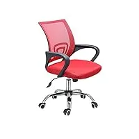chaise de bureau pivotante en tissu à mailles hauteur réglable, 46 x 48 x (88-98) cm (rouge)
