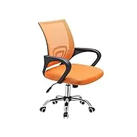 chaise de bureau pivotante en tissu à mailles hauteur réglable, 46 x 48 x (88-98) cm (orange)
