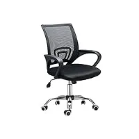 chaise de bureau pivotante en tissu à mailles hauteur réglable, 46 x 48 x (88-98) cm (noir)