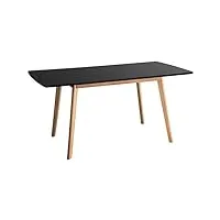happy garden table extensible helga 120 / 160cm noire. table de salle à manger rectangulaire de style scandinave pour 4 à 6 personnes.