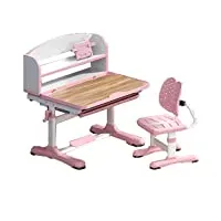ensemble table et chaise enfant, bureau incliné 80cm,bureau enfant avec fauteuil ergonomique, bureau de l'adolescence et chaise sertie de stockage de tiroirs, sortons