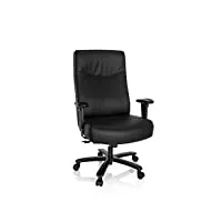 hjh office 738123 fauteuil de bureau xxl everest ii cuir noir, charge maximale 180 kg, chaise pivotant, ergonomique, hauteur réglable