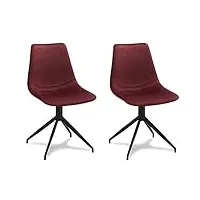 ibbe design isabel lot de 2 violet pivotantes chaises salle à manger en tissu velours salle à manger salon bureau cuisine, assise rembourrée scandinaves, pieds en métal