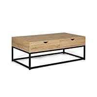 idmarket - table basse 2 tiroirs detroit 110 cm design industriel
