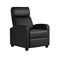 yaheetech fauteuil de relaxation avec fonction de couchage - similicuir synthétique - réglable - pour salon, chambre à coucher, home cinéma