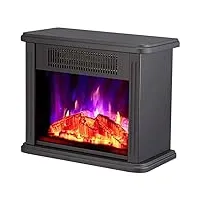 chauffage domestique, insert de cheminée, chauffage de cheminée encastré et autoportant led flamme réglable avec cheminée allumée (couleur: blanc), b