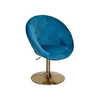 wohnling chaise chaise pivotante design velours bleu/or | fauteuil club chaise rembourrée avec dossier | fauteuil pivotant fauteuil de cocktail lounge | fauteuil avec revêtement en tissu