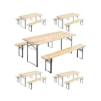 mobeventpro lot de 5 ensembles table et bancs bois 180x80x76cm