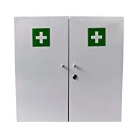 armoire à pharmacie en métal avec 2 portes blanches pour montage mural