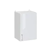 cuisineandcie - meuble haut de cuisine eco blanc brillant 1 porte l 40 cm + 1 étagère - meuble cuisine rangement, meuble cuisine, armoire cuisine