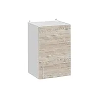 cuisineandcie - meuble haut de cuisine eco noyer blanchi 1 porte l 40 cm + 1 étagère - meuble cuisine rangement, meuble cuisine, armoire cuisine