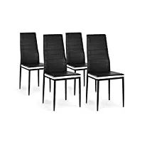 idmarket - lot de 4 chaises romane noires bandeau blanc pour salle à manger