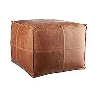 leatherooze pouf marocain en cuir non rembourré fait à la main 45,7 x 45,7 x 35,6 cm / salon chambre à coucher / salle télé / un carré avec lot de 2 housses de coussin en cadeau