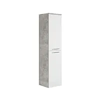 armoire de salle de bain saturne - 130 cm - armoire haute à étagères - béton et blanc