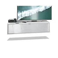 vladon meuble tv lana 120 armoire murale lowboard 120 x 29 x 37 cm, caisson en blanc mat, façades en blanc haute brillance | grand choix de couleurs
