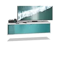 vladon meuble tv lana 120 armoire murale lowboard 120 x 29 x 37 cm, caisson en blanc mat, façades en turquoise haute brillance | grand choix de couleurs