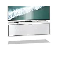 vladon meuble tv lana 100 armoire murale lowboard 100 x 29 x 37 cm, caisson en blanc mat, façades en blanc haute brillance | grand choix de couleurs
