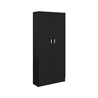 vidaxl bibliothèque armoire à livres armoire de rangement avec 5 compartiments et 2 portes maison intérieur noir 82,5x30,5x185,5 cm aggloméré