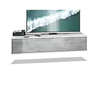 vladon meuble tv lana 140 armoire murale lowboard 140 x 29 x 37 cm, caisson en blanc mat, façades en aspect béton oxyde | grand choix de couleurs
