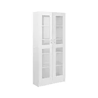 vidaxl armoire à vitrine bibliothèque armoire à livres meuble de rangement salon bureau maison intérieur blanc brillant 82,5x30,5x185,5 cm aggloméré