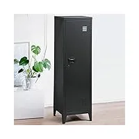 bakaji armoire de dressing meuble en métal avec fermeture à clé 3 étagères intérieures dimensions 138 x 38,5 x 38,5 cm design moderne industriel (noir)
