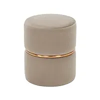 duhome tabouret rembourré rond pouf collier métallique doré 9123, couleur:beige, matière:velours